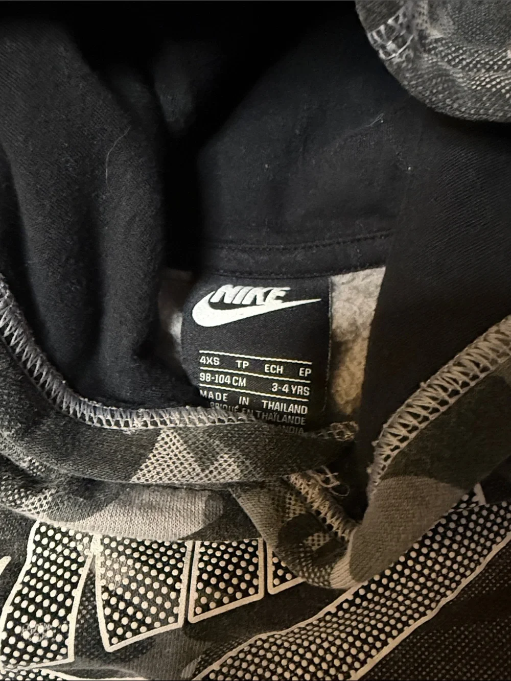 Nike Kids' Black & Gray Camo Pullover Hoodie